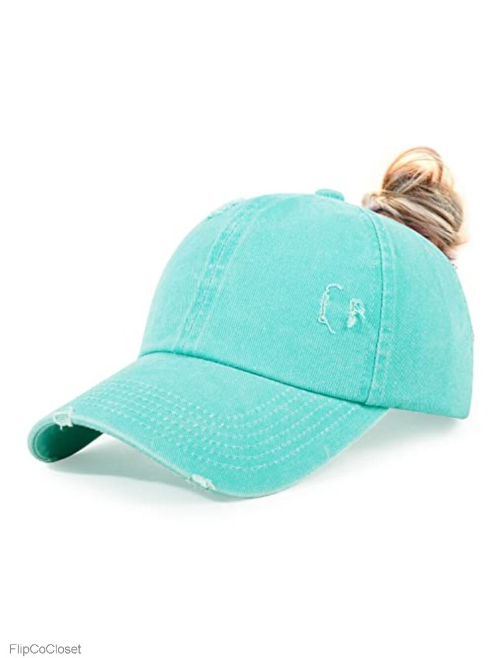 Women's Cotton Ponytail Baseball Cap with Mesh Back Adjustable